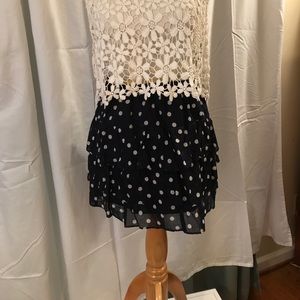 Navy and White Dot Skirt